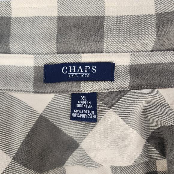 Chaps Women's Cream and Grey Plaid Long Sleeve Button Up Shirt XL - Picture 5 of 7